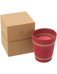 Grande Bougie ethnique chic Mélange floral Tender Rose 75 H Rotin Rose fuchsia Tressé Verre Cire Flamia 