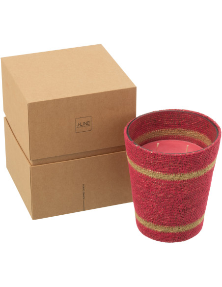 Grande Bougie ethnique chic Mélange floral Tender Rose 75 H Rotin Rose fuchsia Tressé Verre Cire Flamia 