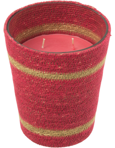 Grande Bougie ethnique chic Mélange floral Tender Rose 75 H Rotin Rose fuchsia Tressé Verre Cire Flamia 