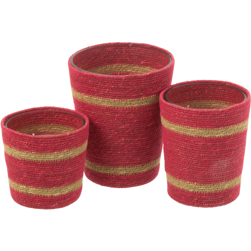 Grande Bougie ethnique chic Mélange floral Tender Rose 75 H Rotin Rose fuchsia Tressé Verre Cire Flamia 