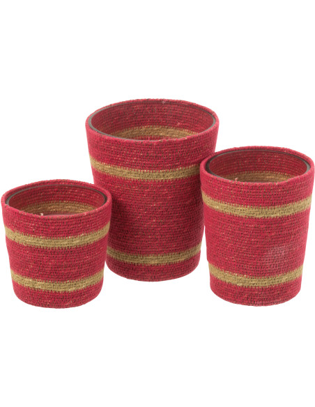 Grande Bougie ethnique chic Mélange floral Tender Rose 75 H Rotin Rose fuchsia Tressé Verre Cire Flamia 