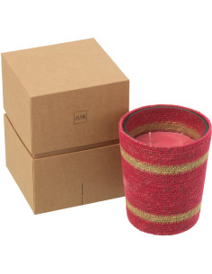 Bougie ethnique chic Mélange floral Tender Rose 55 H Rotin Rose fuchsia Tressé Verre Cire Flamia 