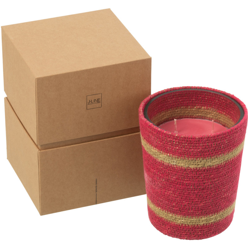 Bougie ethnique chic Mélange floral Tender Rose 55 H Rotin Rose fuchsia Tressé Verre Cire Flamia 