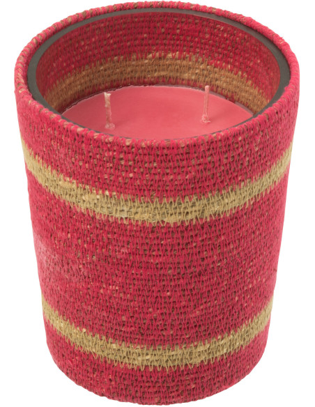 Bougie ethnique chic Mélange floral Tender Rose 55 H Rotin Rose fuchsia Tressé Verre Cire Flamia 