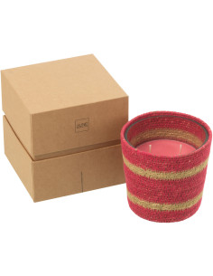 Bougie ethnique chic Mélange floral Tender Rose 45 H Rotin Rose fuchsia Tressé Verre Cire Flamia 