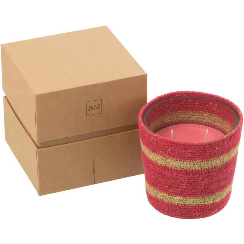 Bougie ethnique chic Mélange floral Tender Rose 45 H Rotin Rose fuchsia Tressé Verre Cire Flamia 