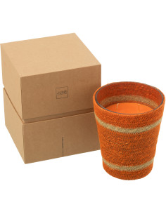 Grande Bougie ethnique chic Mélange gourmand Vanilla Escape 75 H Rotin Orange Tressé Verre Cire Flamia 