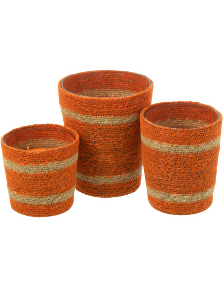 Grande Bougie ethnique chic Mélange gourmand Vanilla Escape 75 H Rotin Orange Tressé Verre Cire Flamia 