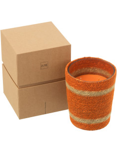 Bougie ethnique chic Mélange gourmand Vanilla Escape 55 H Rotin Orange Tressé Verre Cire Flamia 