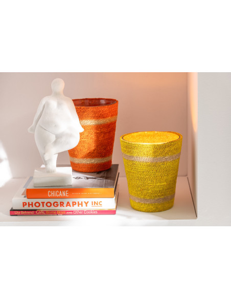 Bougie ethnique chic Mélange gourmand Vanilla Escape 55 H Rotin Orange Tressé Verre Cire Flamia 