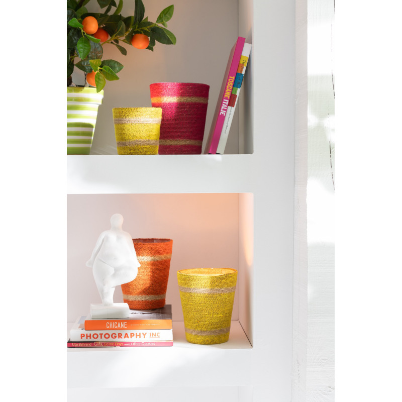 Bougie ethnique chic Mélange gourmand Vanilla Escape 55 H Rotin Orange Tressé Verre Cire Flamia 