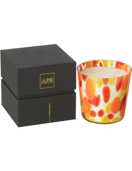 Bougie longue durée seventies Mélange oriental Wild Protea & Rhubarb 50 H Verre Orange Jaune Moucheté Cire Noa 