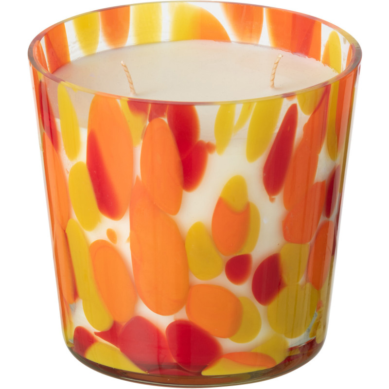 Bougie longue durée seventies Mélange oriental Wild Protea & Rhubarb 50 H Verre Orange Jaune Moucheté Cire Noa 