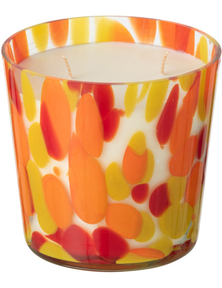 Bougie longue durée seventies Mélange oriental Wild Protea & Rhubarb 50 H Verre Orange Jaune Moucheté Cire Noa 