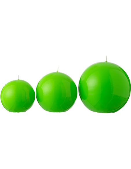 Bougie longue durée Boule 50 H Cire Vert fluo Funkali 