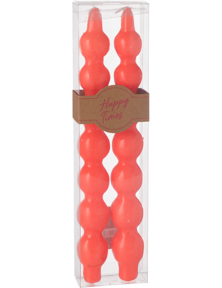 Lot de 2 Bougies Calebasse 5 H Cire Rouge fluo Funkali 