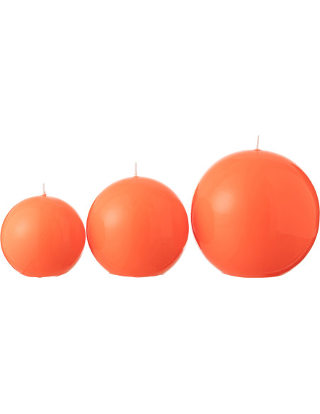 Bougie longue durée Boule 50 H Cire Rouge fluo Funkali 