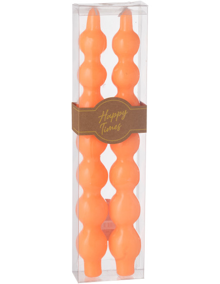 Lot de 2 Bougies Calebasse 5 H Cire Orange fluo Funkali 