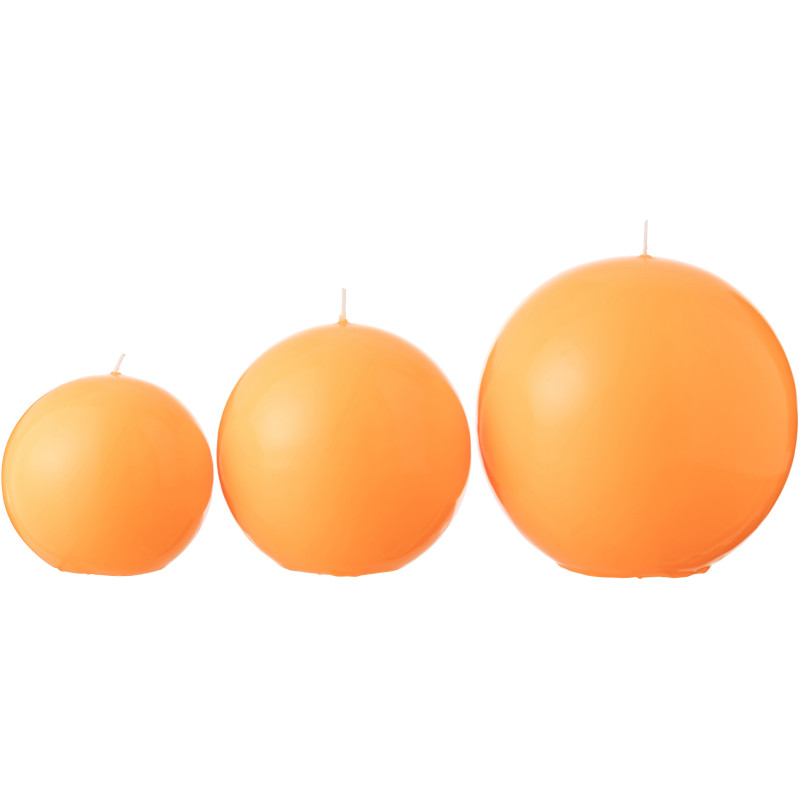 Bougie longue durée Boule 50 H Cire Orange fluo Funkali 