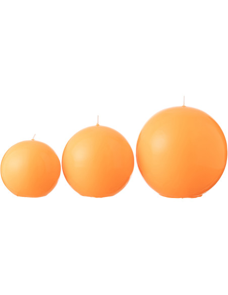 Bougie longue durée Boule 50 H Cire Orange fluo Funkali 