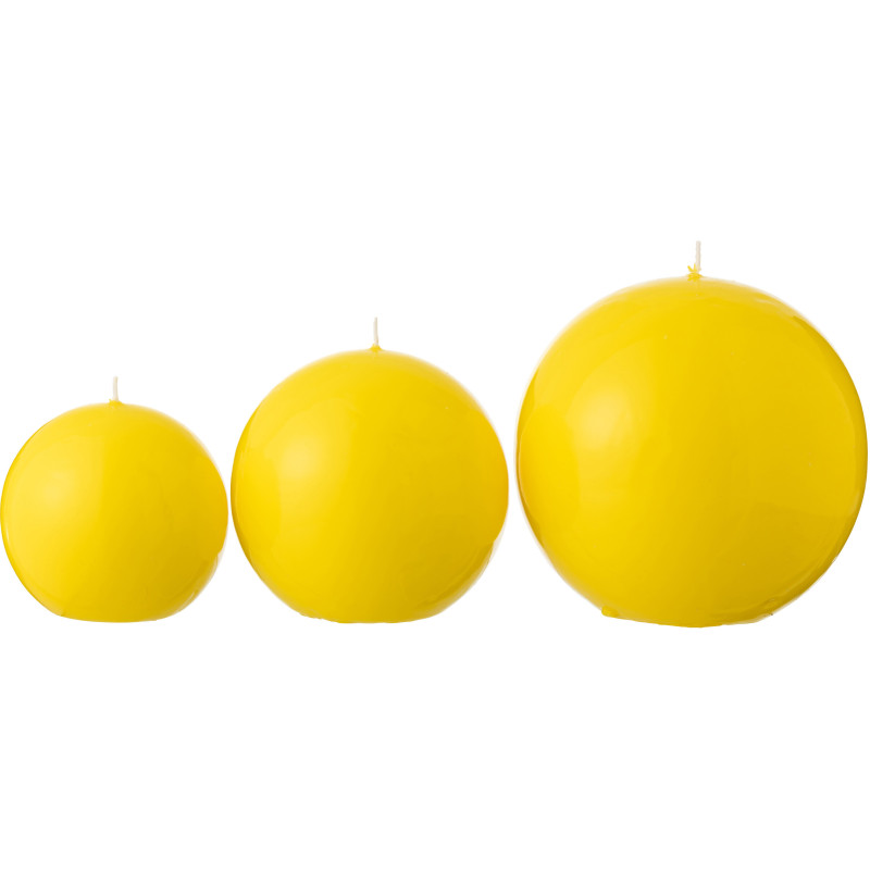 Bougie longue durée Boule 50 H Cire Jaune fluo Funkali 