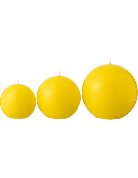 Bougie longue durée Boule 50 H Cire Jaune fluo Funkali 