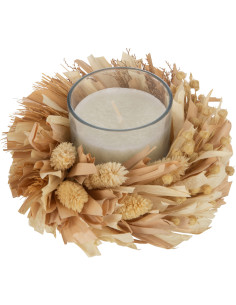 Bougie parfumée bohème Mélange oriental White Musk 24 H Verre Transparent Fleurs séchées Naturel Islanda 