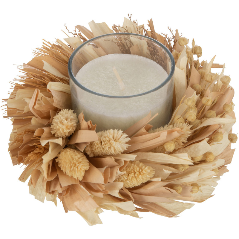 Bougie parfumée bohème Mélange oriental White Musk 24 H Verre Transparent Fleurs séchées Naturel Islanda 