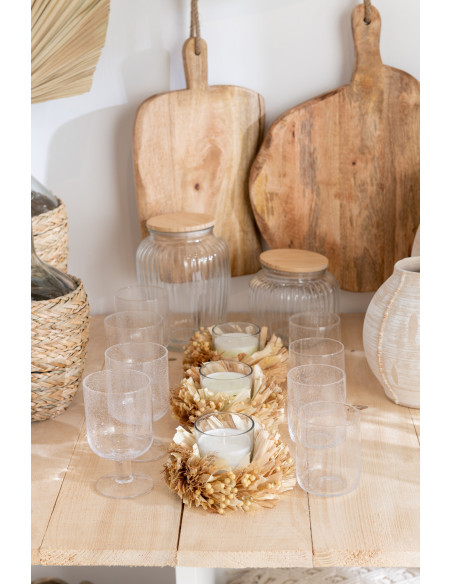 Bougie parfumée bohème Mélange oriental White Musk 24 H Verre Transparent Fleurs séchées Naturel Islanda 