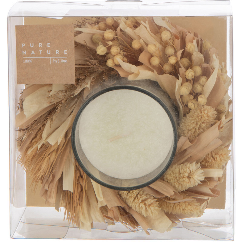 Bougie parfumée bohème Mélange oriental White Musk 24 H Verre Transparent Fleurs séchées Naturel Islanda 