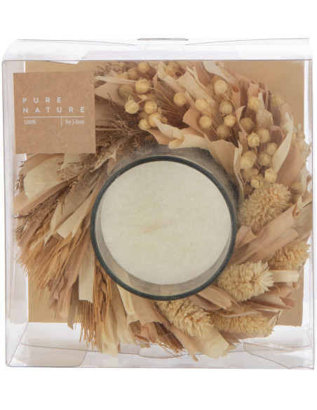 Bougie parfumée bohème Mélange oriental White Musk 24 H Verre Transparent Fleurs séchées Naturel Islanda 