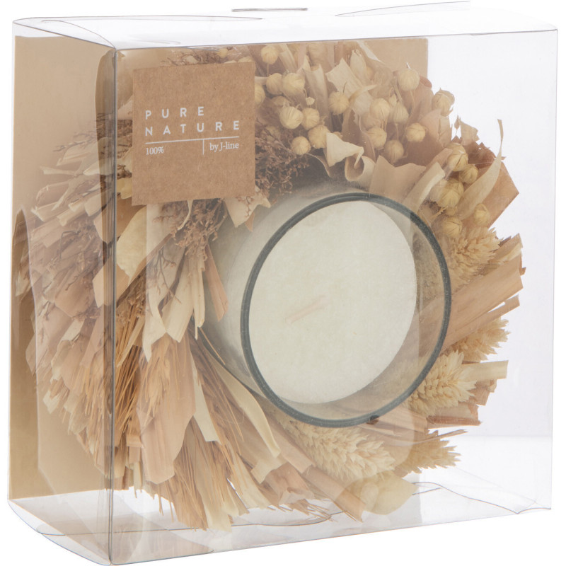 Bougie parfumée bohème Mélange oriental White Musk 24 H Verre Transparent Fleurs séchées Naturel Islanda 