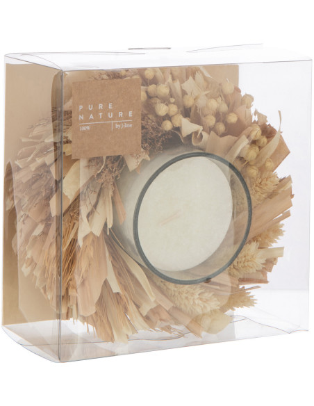 Bougie parfumée bohème Mélange oriental White Musk 24 H Verre Transparent Fleurs séchées Naturel Islanda 