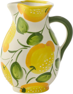 Pichet style méditerranéen H 21 cm Céramique Vert Jaune...