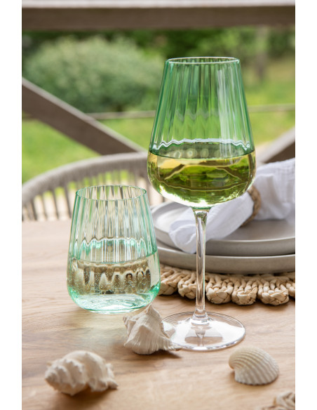 Verre à vin 566 ml Verre Vert Côtelé Wavana 