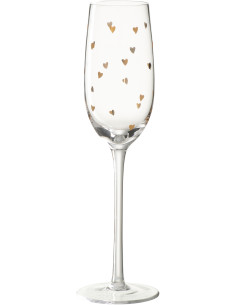 Verre à champagne romantique chic 220 ml Verre Transparent Motif coeurs Doré Amorissia 