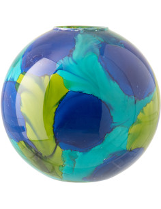 Vase tropical chic Boule H 36 cm Verre Bleu Vert Zéphara 
