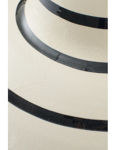 Vase style bord de mer Boule H 26 cm Céramique Blanc Noir Motif lignes Norlda 