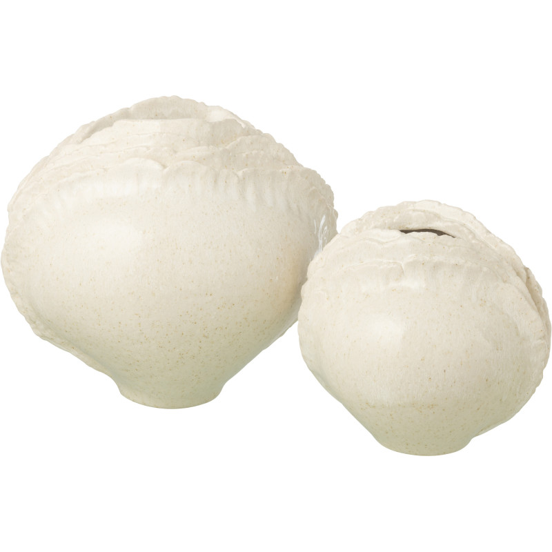 Vase minéral organique Boule H 30 cm Grès Blanc cassé Calcérana 