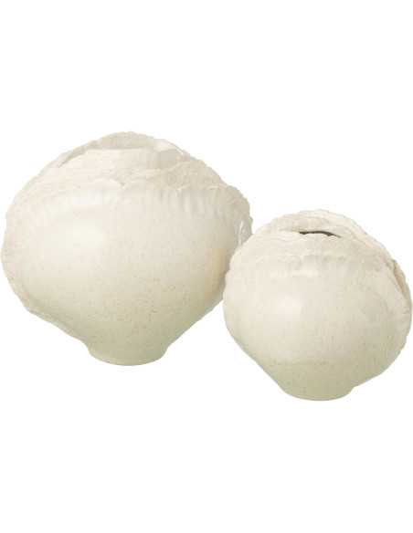 Vase minéral organique Boule H 30 cm Grès Blanc cassé Calcérana 