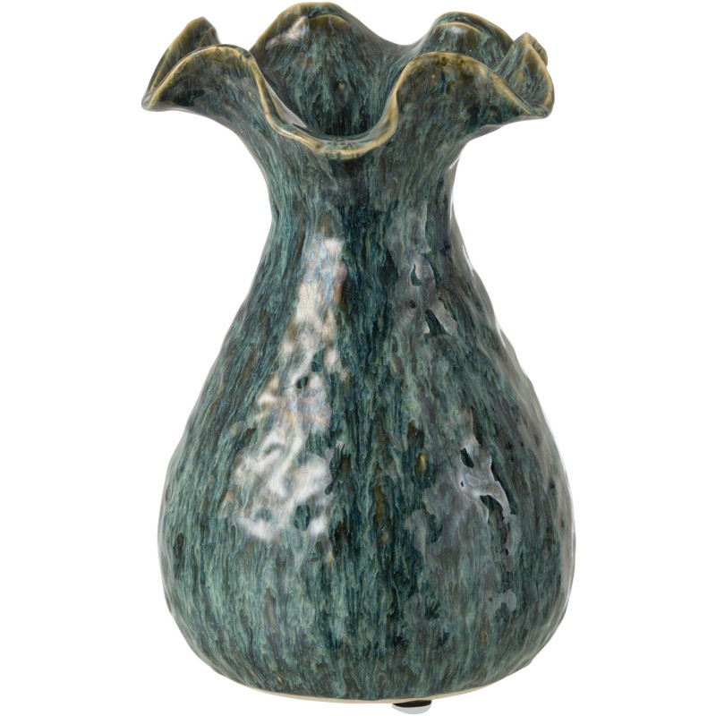 Vase irrégulier design rustique chic Balustre H 33 cm Argile Bleu Ronny 