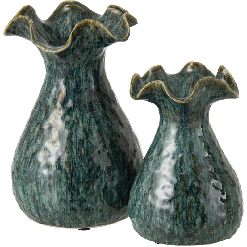 Vase irrégulier design rustique chic Balustre H 33 cm Argile Bleu Ronny 