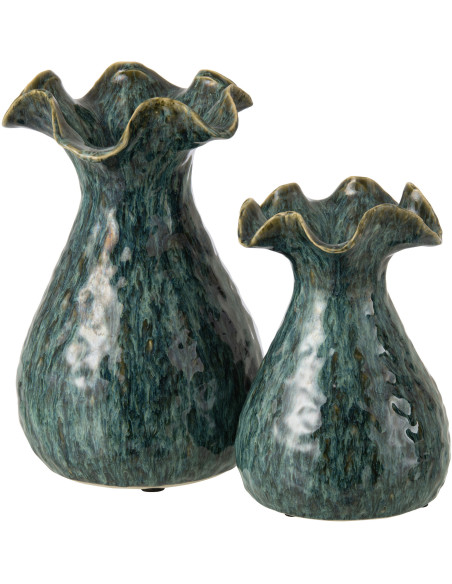 Vase irrégulier design rustique chic Balustre H 33 cm Argile Bleu Ronny 