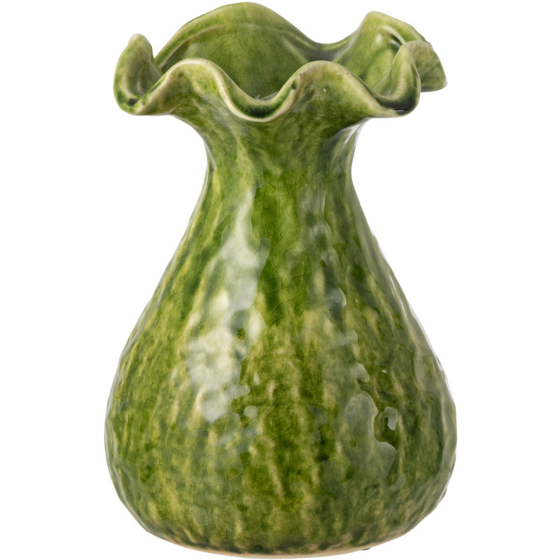 Vase irrégulier design rustique chic Balustre H 25 cm Argile Vert Ronny 