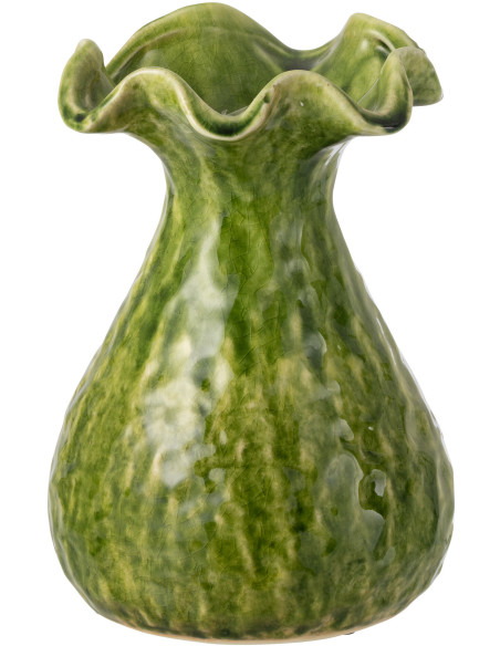 Vase irrégulier design rustique chic Balustre H 25 cm Argile Vert Ronny 