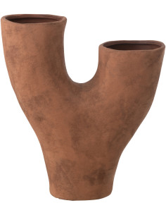 Vase double ethnique chic Organique H 34 cm Céramique Terracotta Vieilli Terrakor 