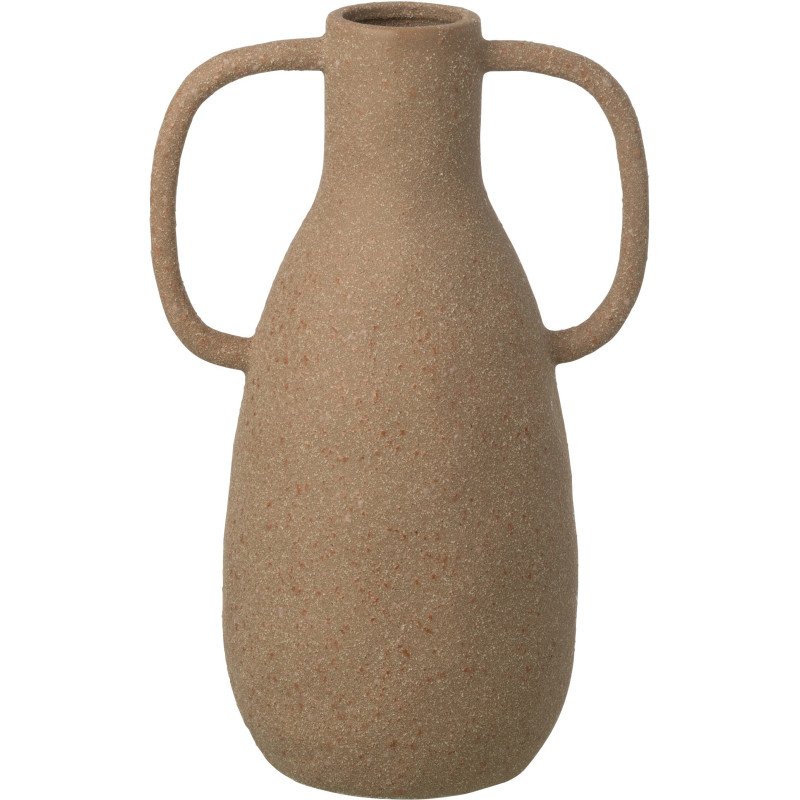 Vase design wabi-sabi 2 anses Amphore H 33 cm Grès Taupe Nomado 