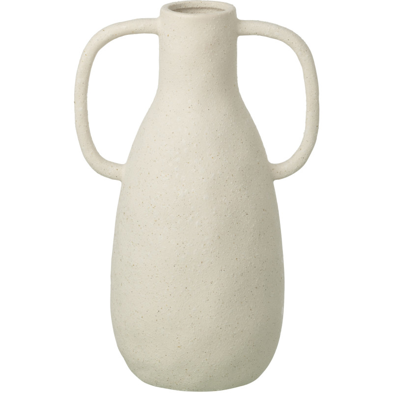 Vase design wabi-sabi 2 anses Amphore H 33 cm Grès Blanc cassé Nomado 