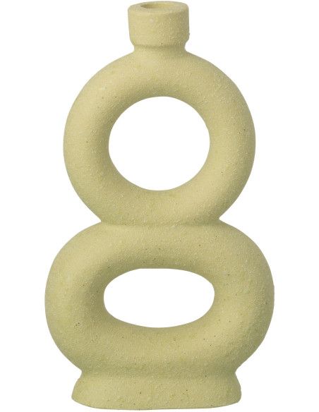 Vase design wabi-sabi 2 anneaux Soliflore H 28 cm Grès Vert menthe Nomado 