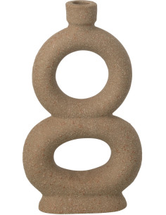 Vase design wabi-sabi 2 anneaux Soliflore H 28 cm Grès Taupe Nomado 